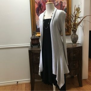 Gorgeous silver metallic knit open sweater